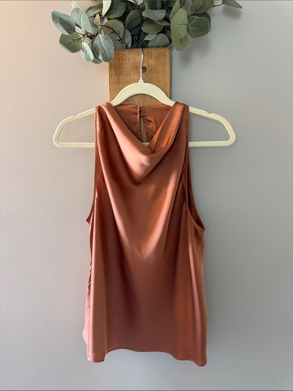 Rachel Zoe Satin Cowl Neck Camisole in Rusty Copper, M, NWTs